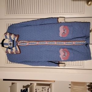 Like new! Vintage Storybook Knits tunic embellished pansy sweater
